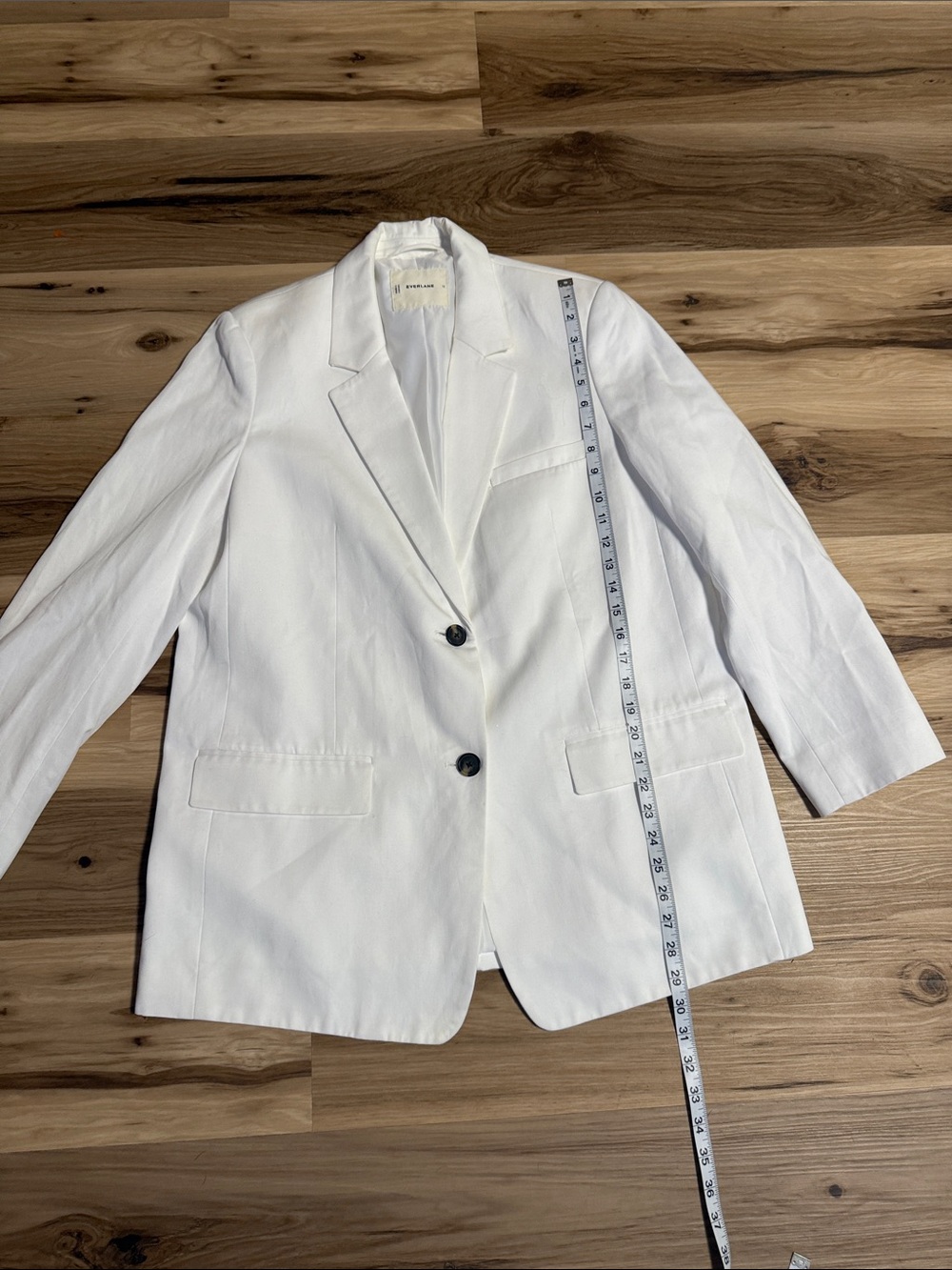 Everlane White Two-Button Notch Lapel Blazer